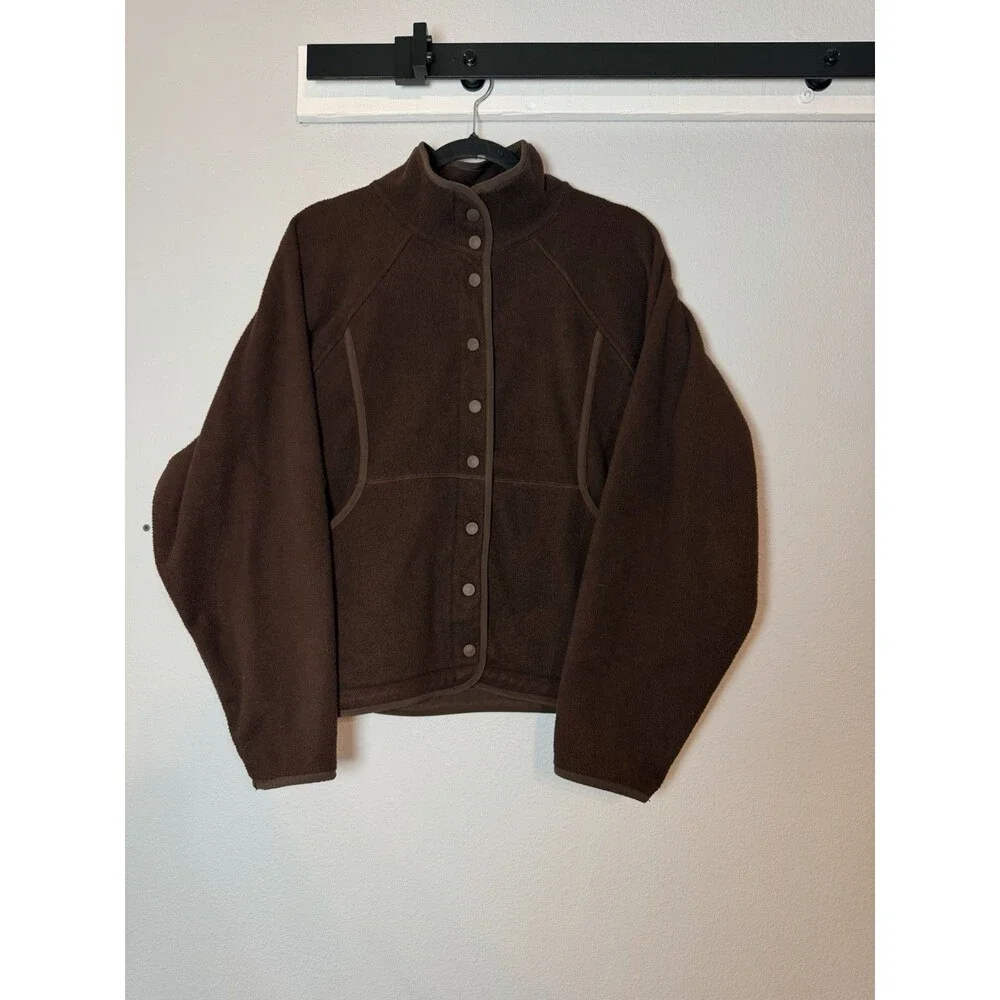 Outdoor Voices RecFleece Snap Fleece Jacket Womens Medium Brown Snap Front